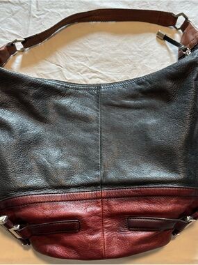 B. Makowski Two-Tone Leather Shoulder Bag - Black & Brown